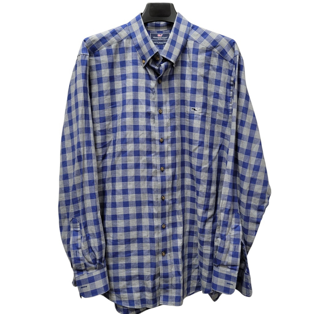 Vineyard Vines Checkered Slim-Fit Whale Shirt Size XL Men's Excellent Condition